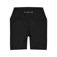 Minimal Black High Waisted Yoga Shorts (AOP)