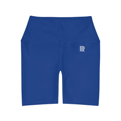 Minimal Blue High Waisted Yoga Shorts (AOP)