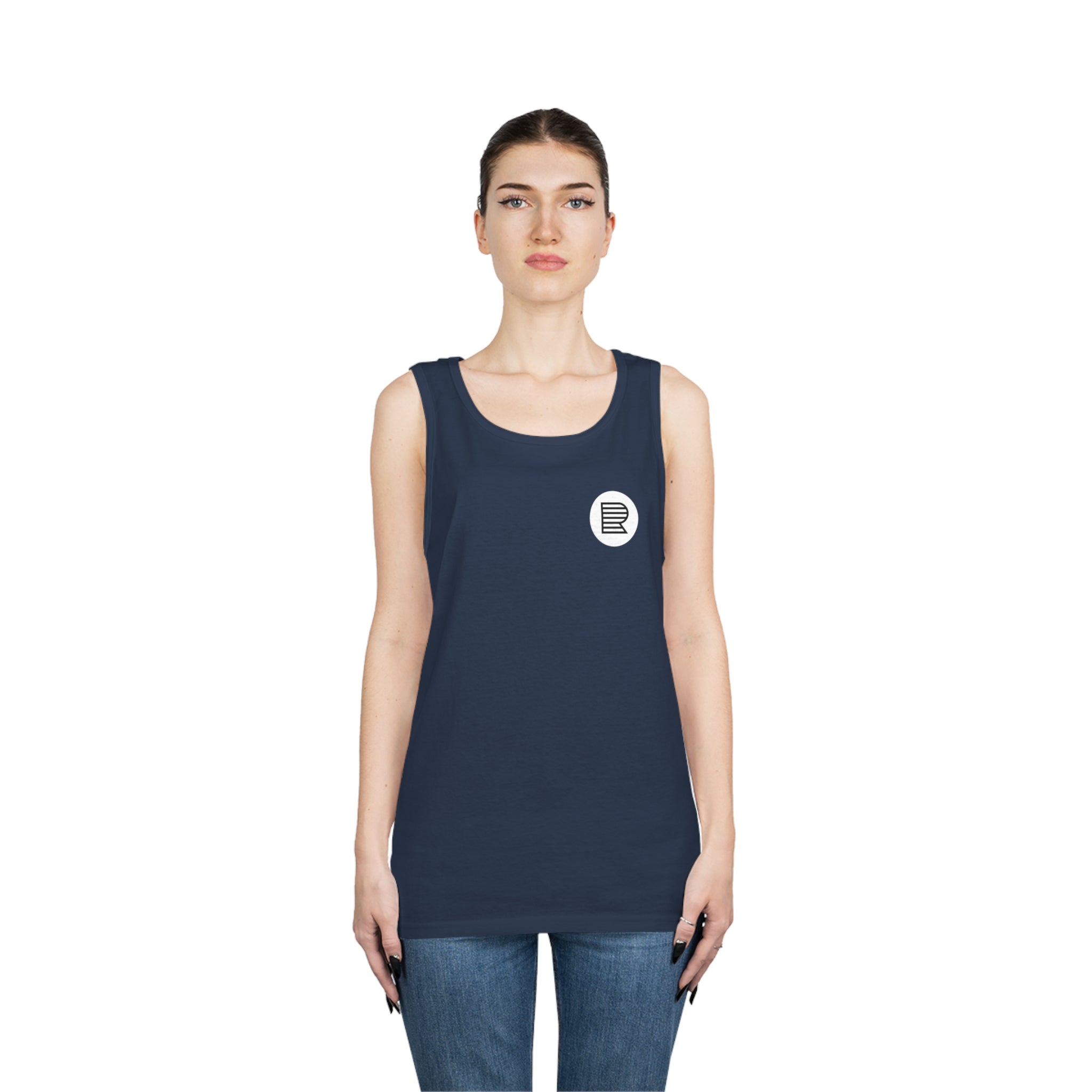 Black  / Navy Unisex Heavy Cotton Tank Top