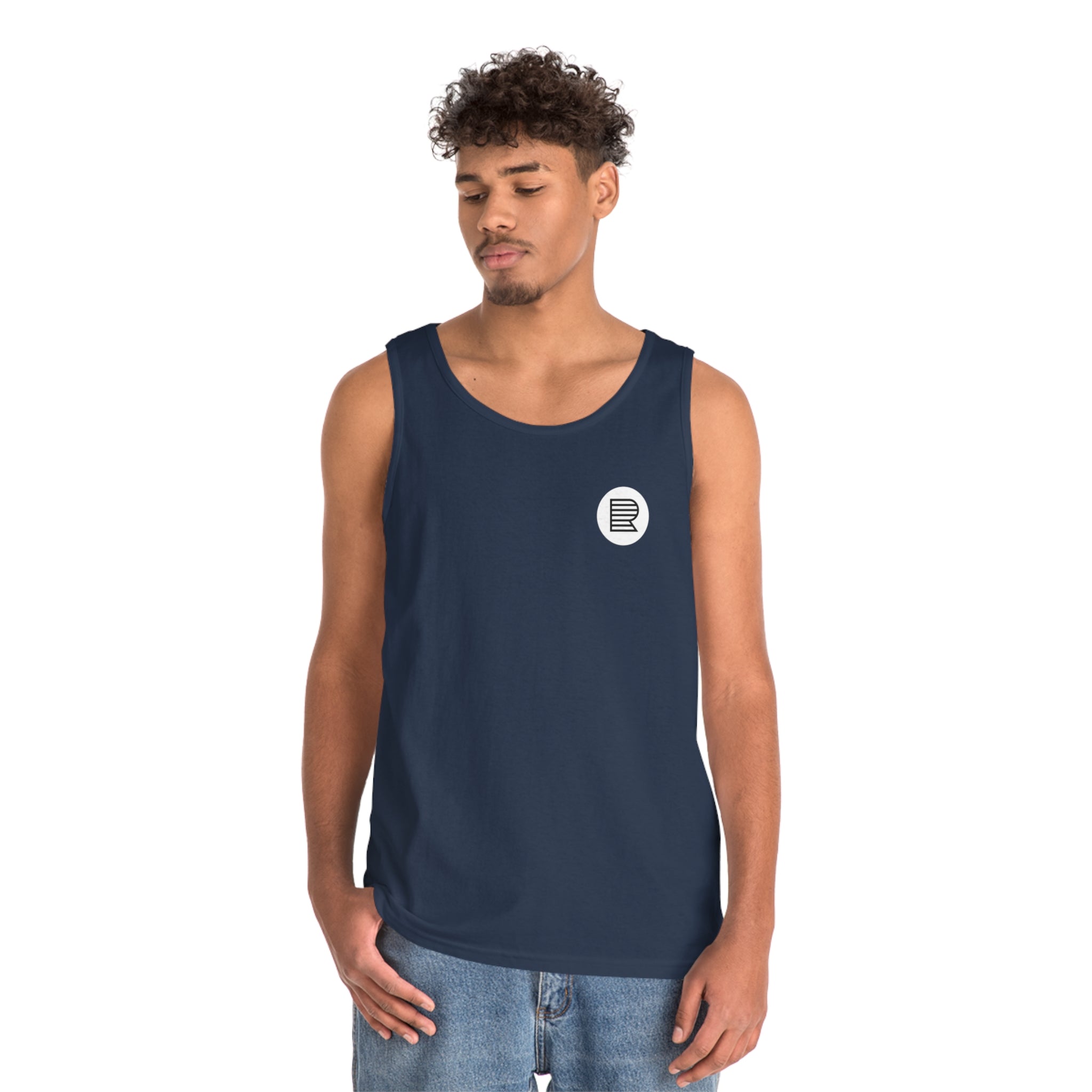 Black  / Navy Unisex Heavy Cotton Tank Top