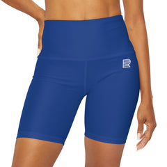 Minimal Blue High Waisted Yoga Shorts (AOP)