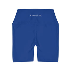 Minimal Blue High Waisted Yoga Shorts (AOP)