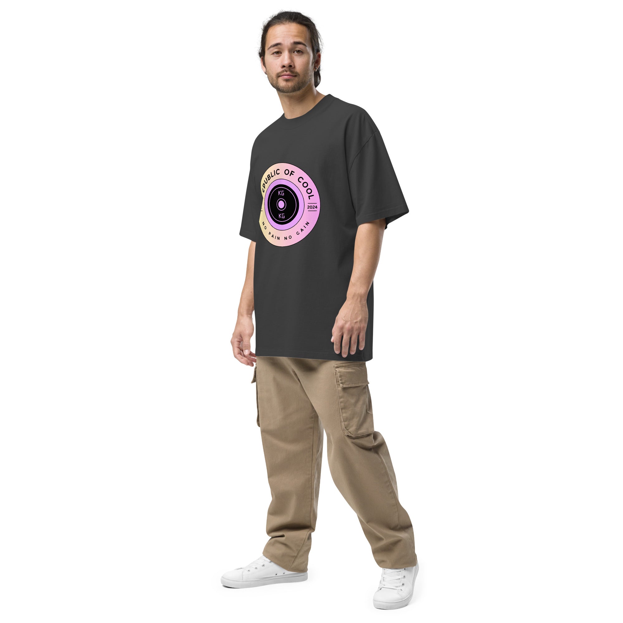 Oversized faded t-shirt - No pain No Gain
